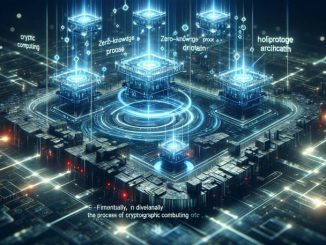 Conceptual image of a futuristic digital network with zero-knowledge proof nodes related to the Lagrange crypto startup